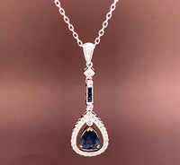 18k White Gold 1.30ct Genuine Natural Sapphire and Diamond Pendant (#4813)