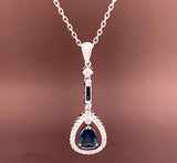 18k White Gold 1.30ct Genuine Natural Sapphire and Diamond Pendant (#4813)