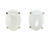 14k White Gold Large Oval Genuine Natural Moonstone Stud Earrings 11.20ct #J7382
