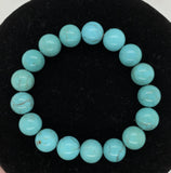 Genuine Natural Turquoise Bead Bracelet w/ Large Round 12mm Beads Elastic #J7550