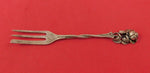 German Sterling Silver Pastry Fork 3-Tine Engraved with Rose Handle 5 5/8"