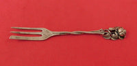 German Sterling Silver Pastry Fork 3-Tine Engraved with Rose Handle 5 5/8"