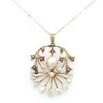 14k Yellow Gold Art Nouveau Pendant with Mississippi Pearls (#J6165)