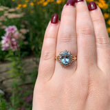 10k Yellow Gold 1.58 Carat Genuine Natural Aquamarine Ring w/ Diamonds (#J6769)