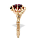 14k Yellow Gold 2.20 Carat Round Red Garnet Bamboo Setting Size 7. 25 (#J7407)