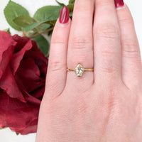 18k Gold Solitaire Ring with Fancy Shield Shaped 1.04ct Yellow Sapphire (#7223)