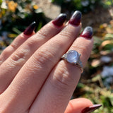 Platinum Hand Engraved Star Genuine Natural Sapphire and Diamond Ring (#J6306)