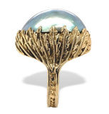Handwrought 14k Yellow Gold Ring with Huge Blue Mabe Pearl Size 9 (#J7241)