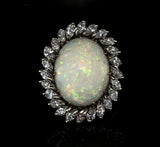 Platinum Genuine Natural Opal and 2.50cts Diamonds Ring Pendant Jewelry (#J5849)
