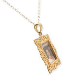 14k Yellow Gold Picture Frame Pendant with Chain Jewelry (#J7261)