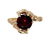 14k Yellow Gold 2.20 Carat Round Red Garnet Bamboo Setting Size 7. 25 (#J7407)