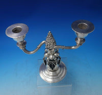 Georg Jensen Sterling Silver Candelabra Pair 2-Light with Fir Cones #244 (#5890)