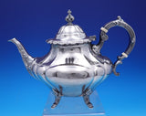 Georgian Rose by Reed and Barton Sterling Silver Tea Set 4pc w/ SP Tray (#9012)