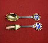 Christmas by A. Michelsen Sterling Silver Fork and Spoon Set 2pc 1931 Vermeil