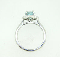 14k White Gold Sky Blue Genuine Natural Tourmaline and Diamond Ring (#J5041)