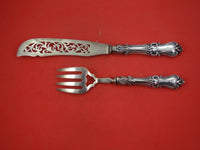English Victorian Sterling Silver Fish Serving Set 2-piece HH AS 12 1/4"