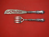 English Victorian Sterling Silver Fish Serving Set 2-piece HH AS 12 1/4"
