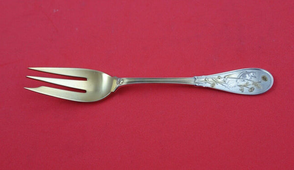 Japanese by Tiffany and Co Sterling Silver Oyster Fork GW 3-tine gold foliage 5"