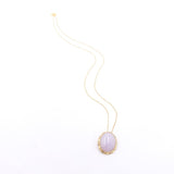14k Yellow Gold Light Lavender Jade Jadeite Pendant with Box Chain (#J6659)