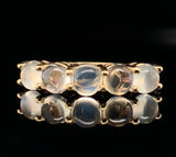 14k Yellow Gold Genuine Natural Moonstone Five-Stone Band Ring Size 6.75 #J6801