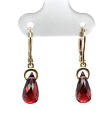 14k Gold 4.43 Carat TW Genuine Natural Garnet Briolette Drop Earrings (#J7133)