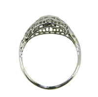 Art Deco 14k White Gold Genuine Natural Diamond Filigree Ring .05ct (#J3294)