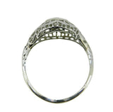 Art Deco 14k White Gold Genuine Natural Diamond Filigree Ring .05ct (#J3294)