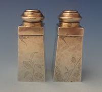 Aesthetic Knowles Sterling Silver Salt & Pepper Shakers 2pc Hand Hammered #0259