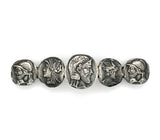 Frank Whiting Figural Sterling Silver Five Medallion Scarf Pin 2 7/8" (#J5575)