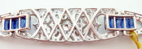 14k Gold Art Deco Style Genuine Natural Diamond and Sapphire Bracelet (#J2694)