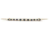 14k Antique Montana Sapphire and Pearl Bar Pin (#J5384)