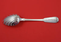 James Beebe English Georgian Sterling Silver Berry Spoon Leaf Bowl Chased 9"
