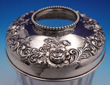 Wilcox Sterling Silver and Glass Hair Receiver Jar with Roses and Beads (#9157)