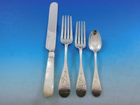 Very Early California Sterling Silver Flatware Set c1870's Race Horse Equestrian