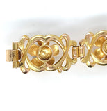 14k Yellow Gold Art Nouveau Enamel Flower Pearl Bracelet Jewelry (#J6091)