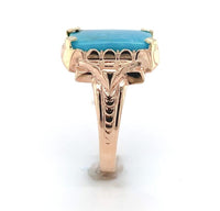 10k Rose Gold Ring with a 3.36 Carat Morenci Genuine Natural Turquoise (#J6563)