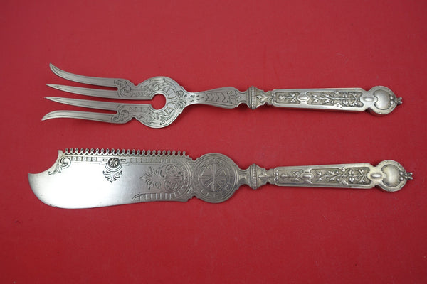 Posen German 800 Silver 2-pc Cake Serving Set FHAS Bright-Cut w/ Serrated Knife