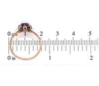 10k Rose Gold Victorian Genuine Natural Amethyst and Diamond Ring Size 7 #J6900