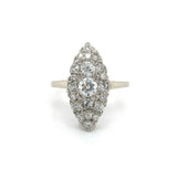 14k White Gold Marquise Shape 1 Carat TW Genuine Natural Diamond Ring (#J5449)