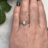14k Rose Gold Genuine Natural Australian Opal and Diamond Ring Size 7 (#J7489)