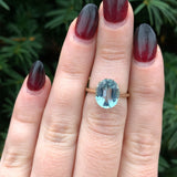 10k Yellow Gold 3.13 Carat Oval Cut Genuine Natural Aquamarine Ring (#J6356)