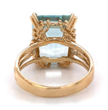 14k Yellow Gold 10 Carat Emerald Cut Genuine Natural Aquamarine Ring (#J7415)