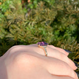 10k Yellow Gold Vintage 3.20 Carat Genuine Natural Amethyst Ring (#J6549)