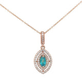 14k Rose Gold Brazilian .20ct Paraiba Genuine Tourmaline Diamond Pendant #J7433