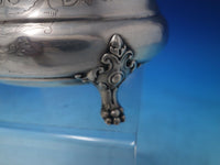 Beaded by Unknown German .800 Silver Tea Caddy Bright-Cut w/ Lion Feet (#6043)