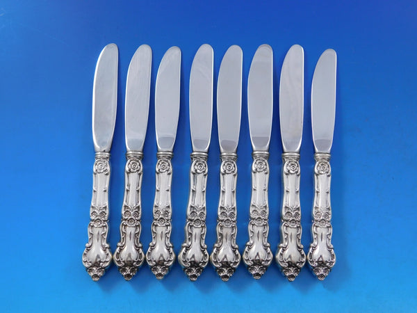 Meadow Rose by Wallace Sterling Silver Butter Spreader HH Mod Set 8 pcs 6 3/8"