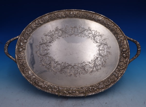 Repousse by Kirk Sterling Silver Drink/Wine/Martini Serving Tray #100 BC (#8519)