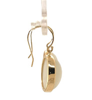 14k Yellow Gold Pair of Large Genuine Natural Moonstone Drop Earrings (#J6993)