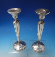 D R Sterling Co Sterling Silver Candlestick Pair Bright-Cut 10" #686 (#5813)