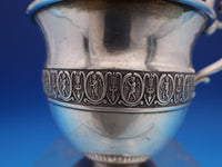 French Sterling Silver Cup and Saucer 2pc GW Winged Cherub Applied Border #8422